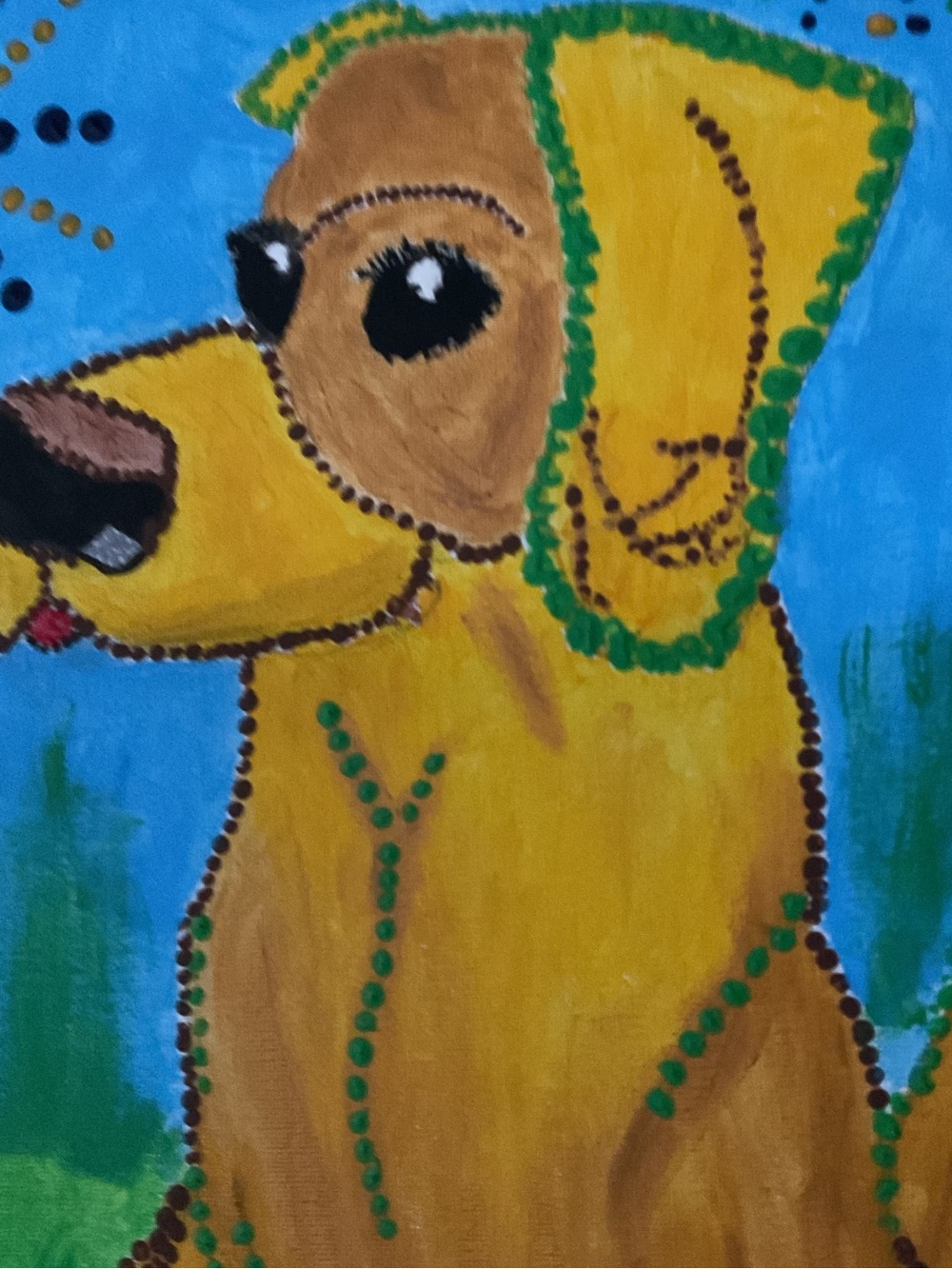 Yellow Dog Portrait Canvas hand painted Vibrant Pet Wall Decor.